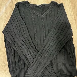 Brandy Melville V-Neck Cable Knit Sweater